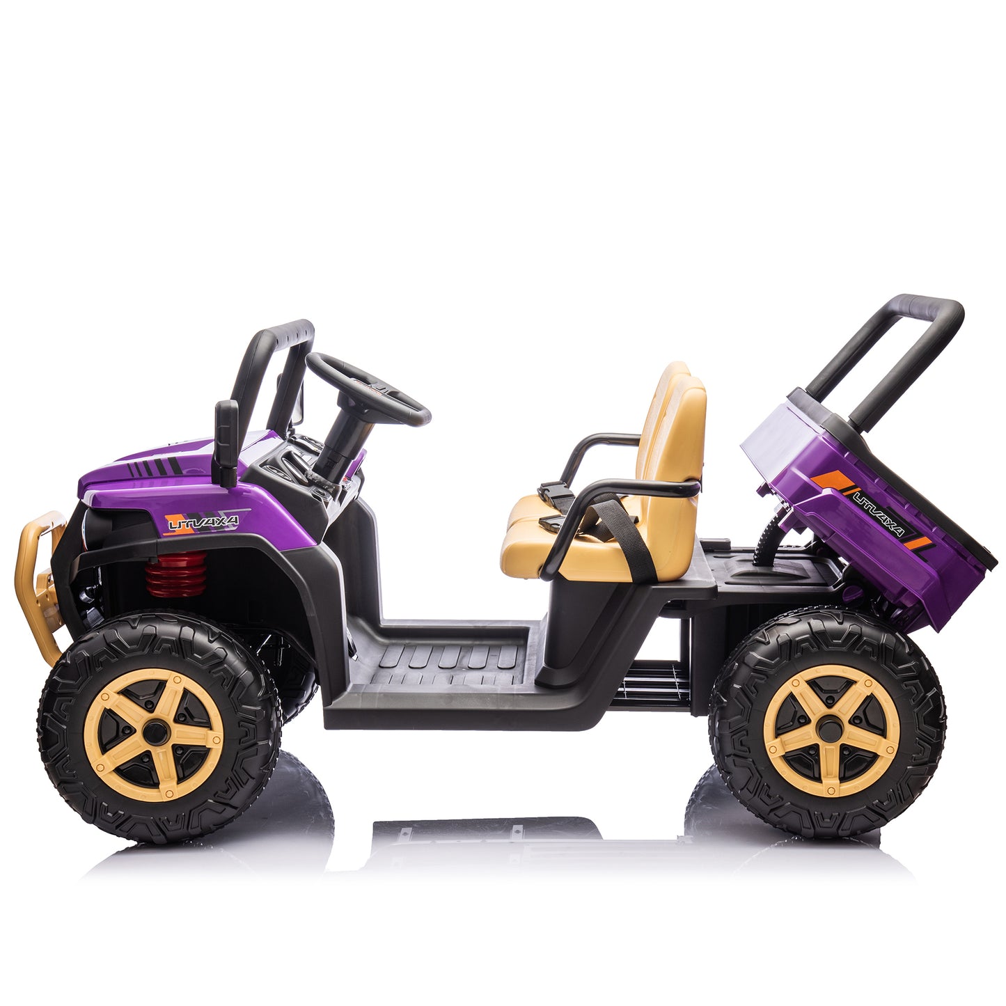 24V XXXL Kids Ride On UTV W/Parents Remote Control,Two-seater,Automatic tipping bucket,Rear wheel suspension,Slow start,Portable handle,Safety Belt,LED light,USB,MP3,Bluetooth,Horn for Kids Aged 3-8.