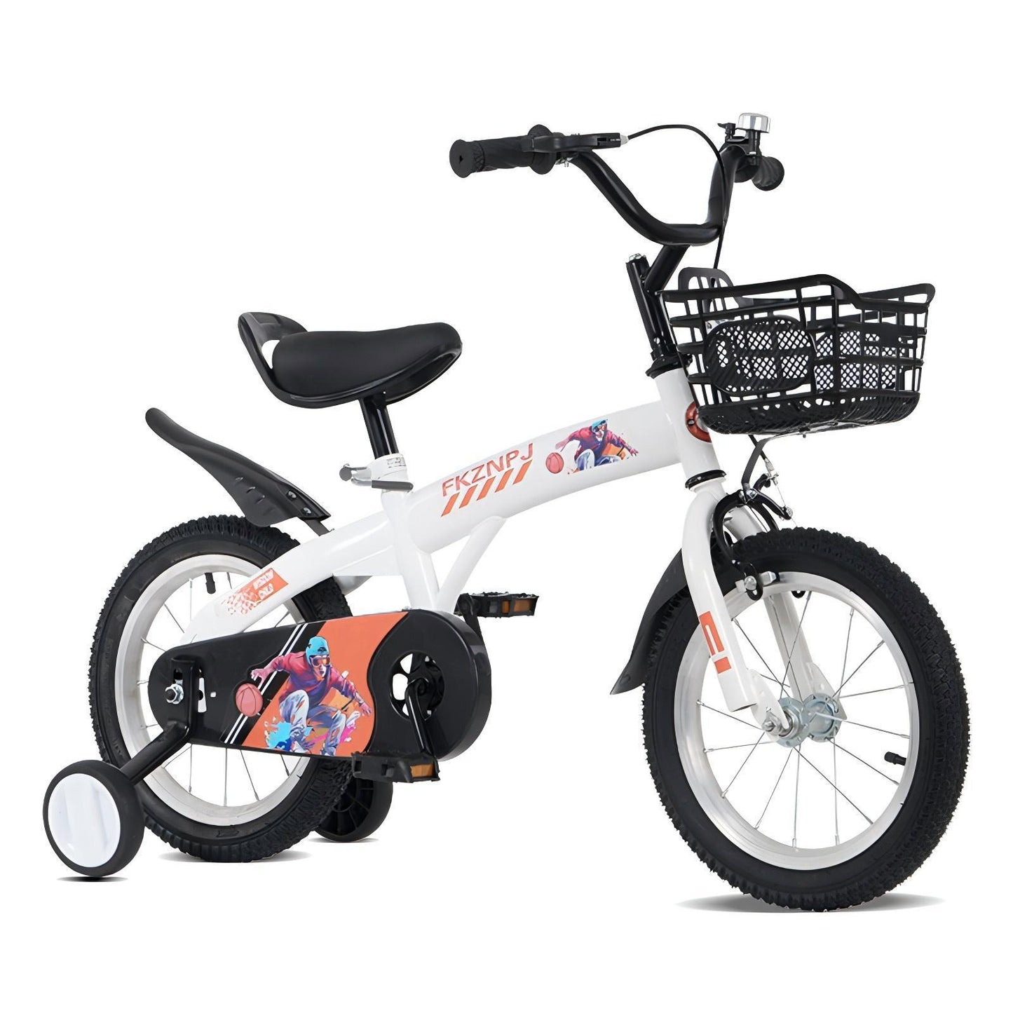 FKZNPJ 18 inch sporty kids bike with training wheels and stand Adjustable saddle Suitable for boys and girls aged 5-10 years tall Height 45-57 inches Available in a variety of colors