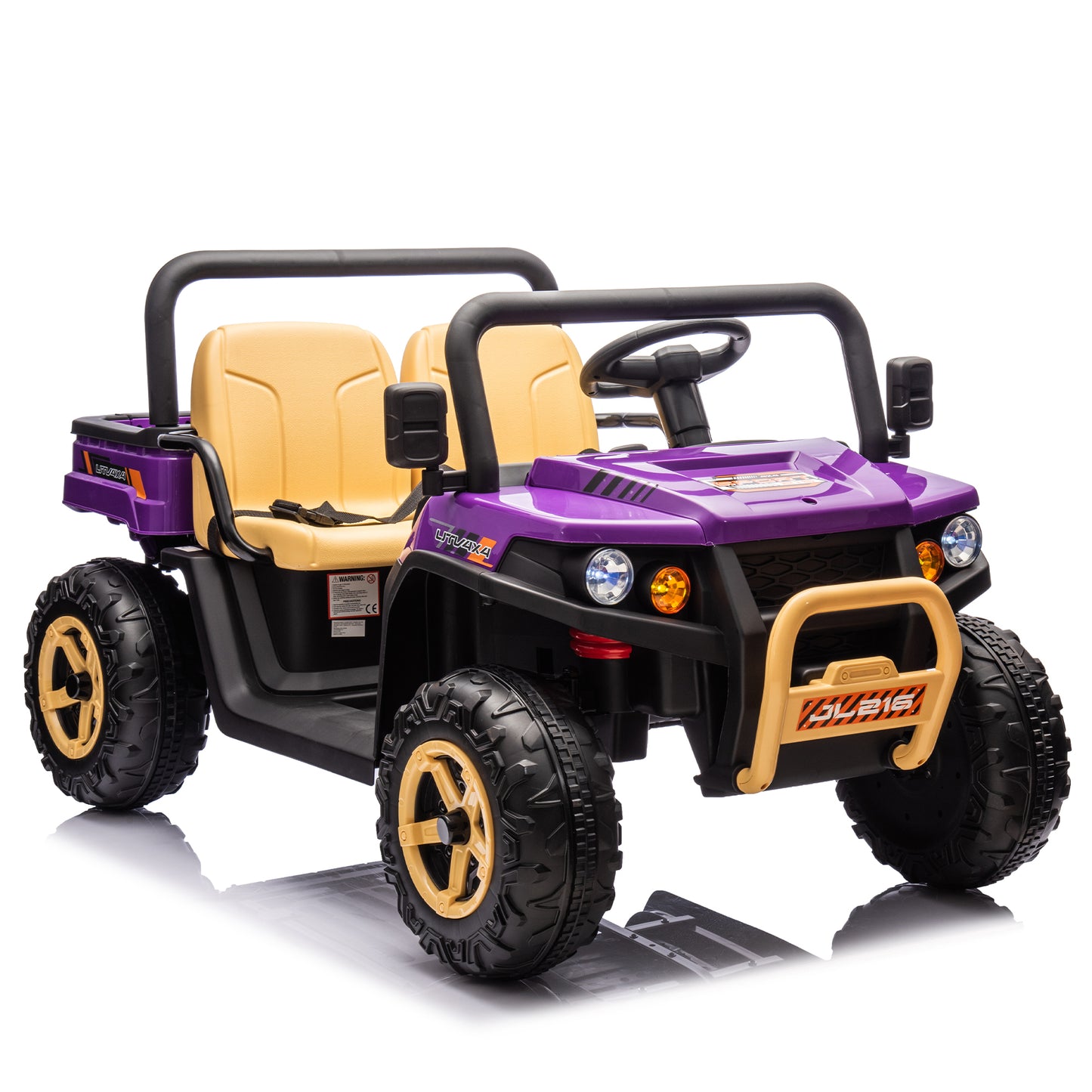 24V XXXL Kids Ride On UTV W/Parents Remote Control,Two-seater,Automatic tipping bucket,Rear wheel suspension,Slow start,Portable handle,Safety Belt,LED light,USB,MP3,Bluetooth,Horn for Kids Aged 3-8.