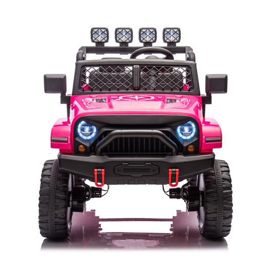 Pink,24V 2 Seater Ride On Truck Car, 4WD motors, with 2.4G Remote Control,Metal Suspension,Soft Start,Music, LED Light,Outdoor/Off road/Electric Car,Toys Gifts