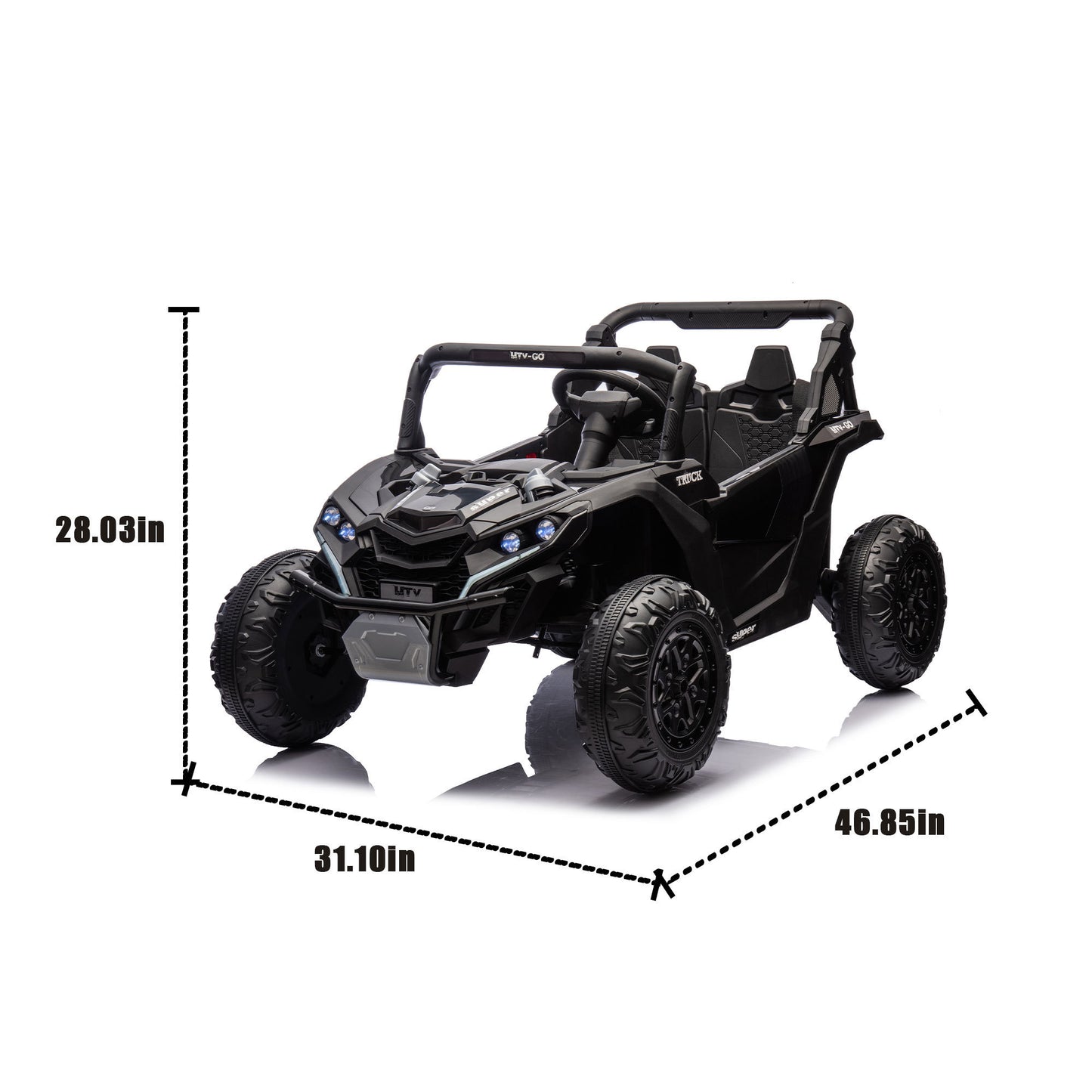 24V Two-Seater Kids Ride On UTV W/Parents Remote Control,Four-Wheel Suspension,Slow Start,Large wheel design,Anti-collision bar,Storage space,Music,USB,Bluetooth,Volume control,LED lights for Kids 3+.