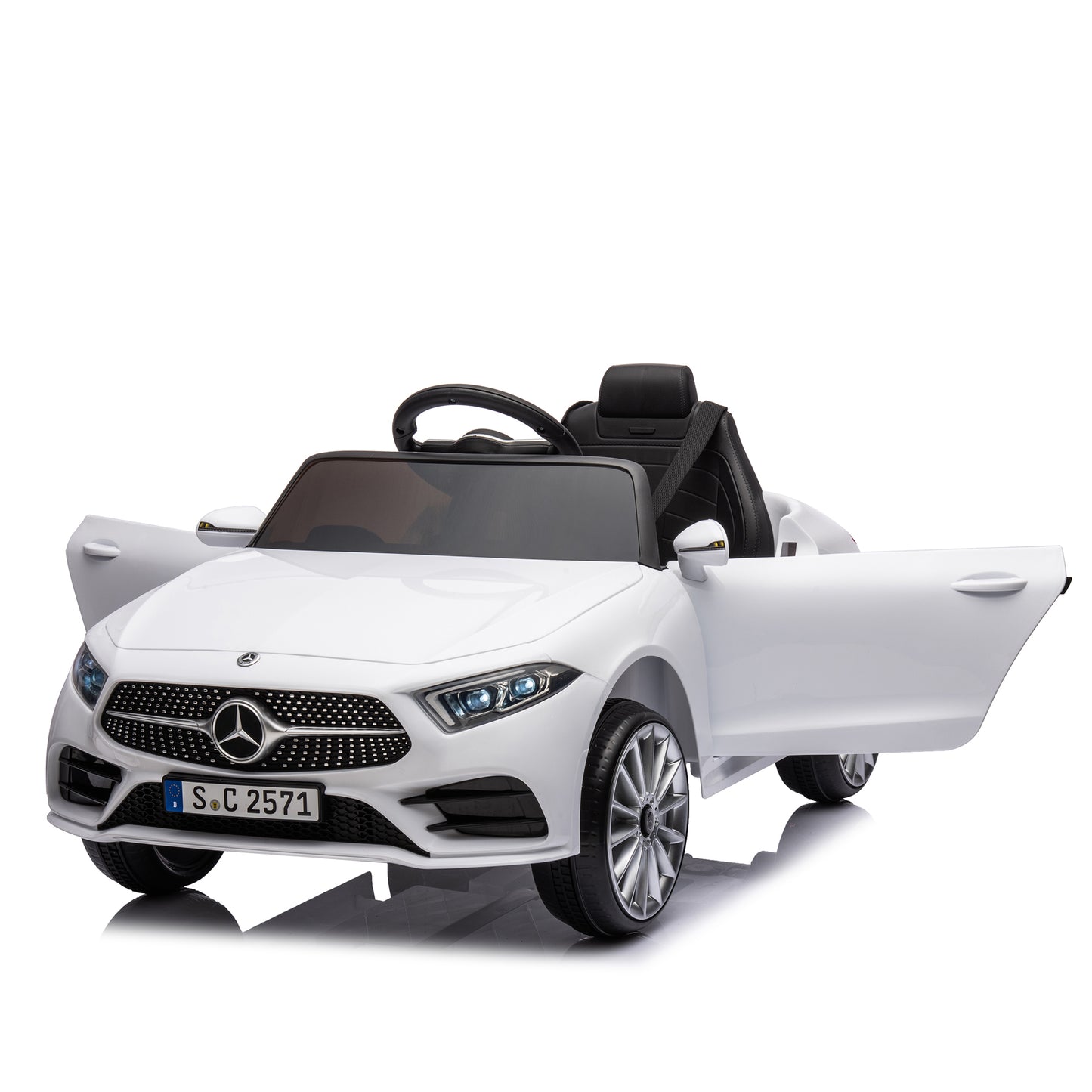 12V Kids Ride On Car w/ Parents Remote Control,Licensed Mercedes-Benz CLS 350 for Kids,Four Wheel Suspension,Power Display,Music,Volume Control,LED Lights,MP3,USB/SD for Kids 37-95 months.