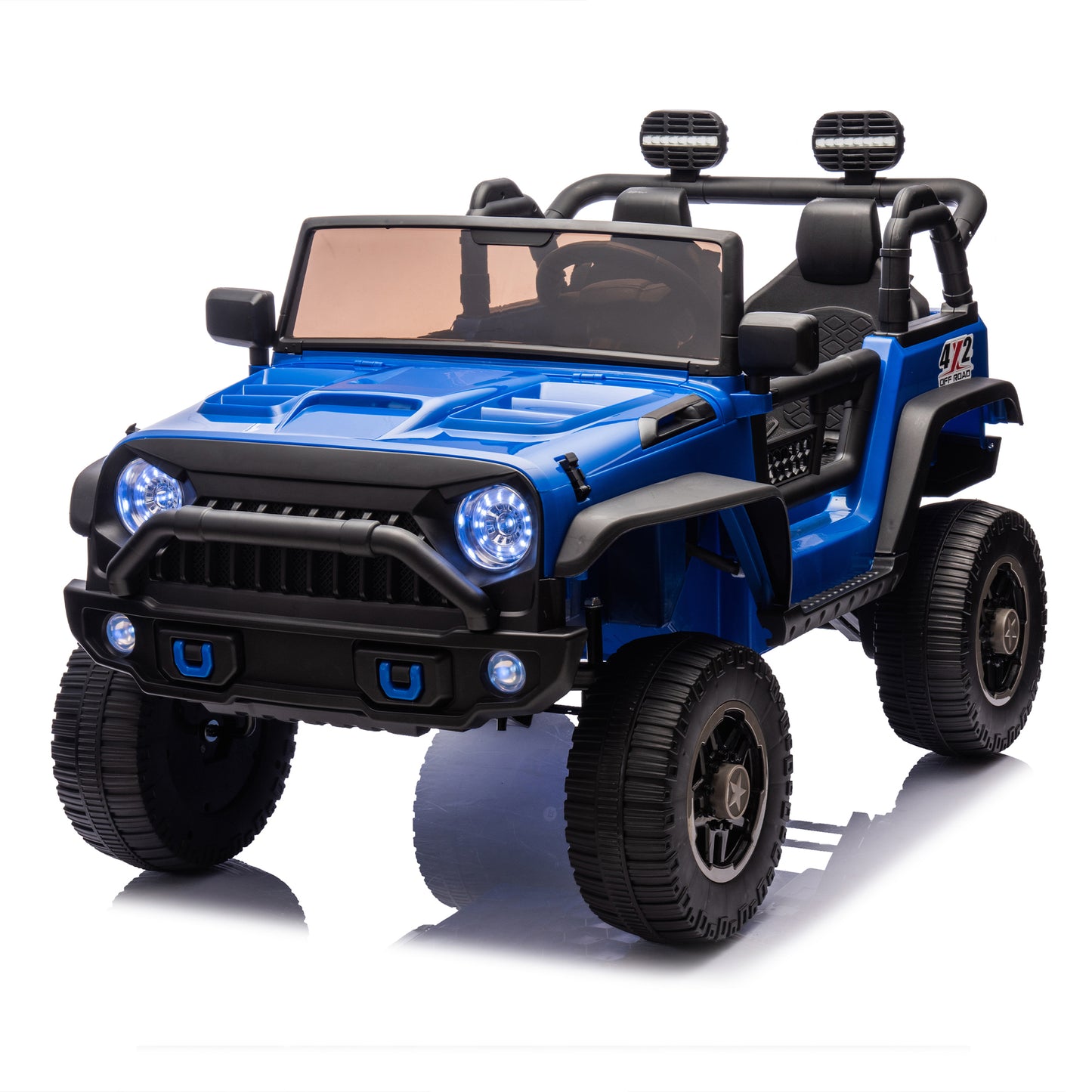 24V Two-Seater Kids Ride On Truck Car W/Parents Control,200w*2,Seat width 20.28in,Four-wheel Suspension,LED Lights,Music,MP3,Bluetooth,Two independent seat belts,Suitable for off-road For Kids Aged 3+