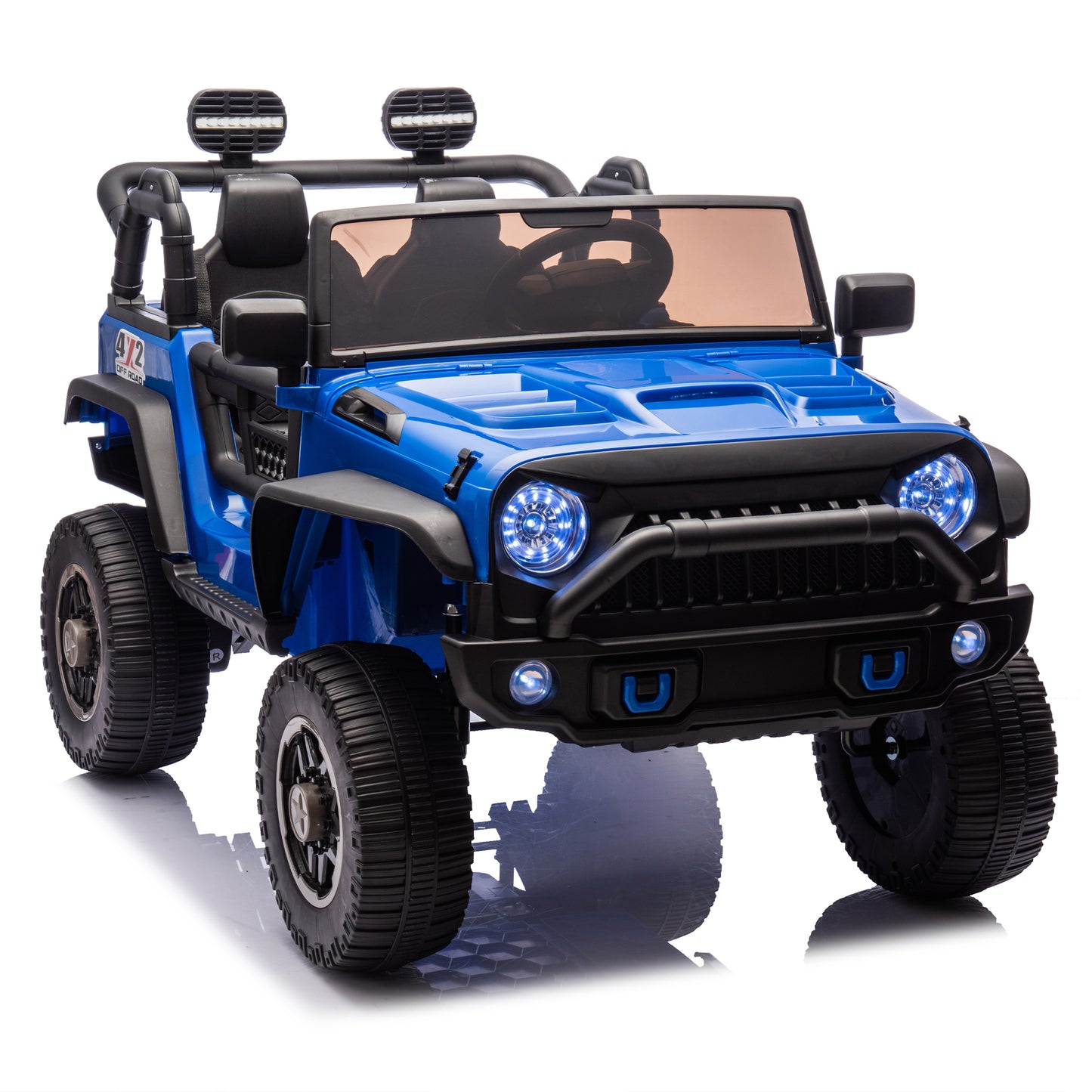 24V Two-Seater Kids Ride On Truck Car W/Parents Control,200w*2,Seat width 20.28in,Four-wheel Suspension,LED Lights,Music,MP3,Bluetooth,Two independent seat belts,Suitable for off-road For Kids Aged 3+