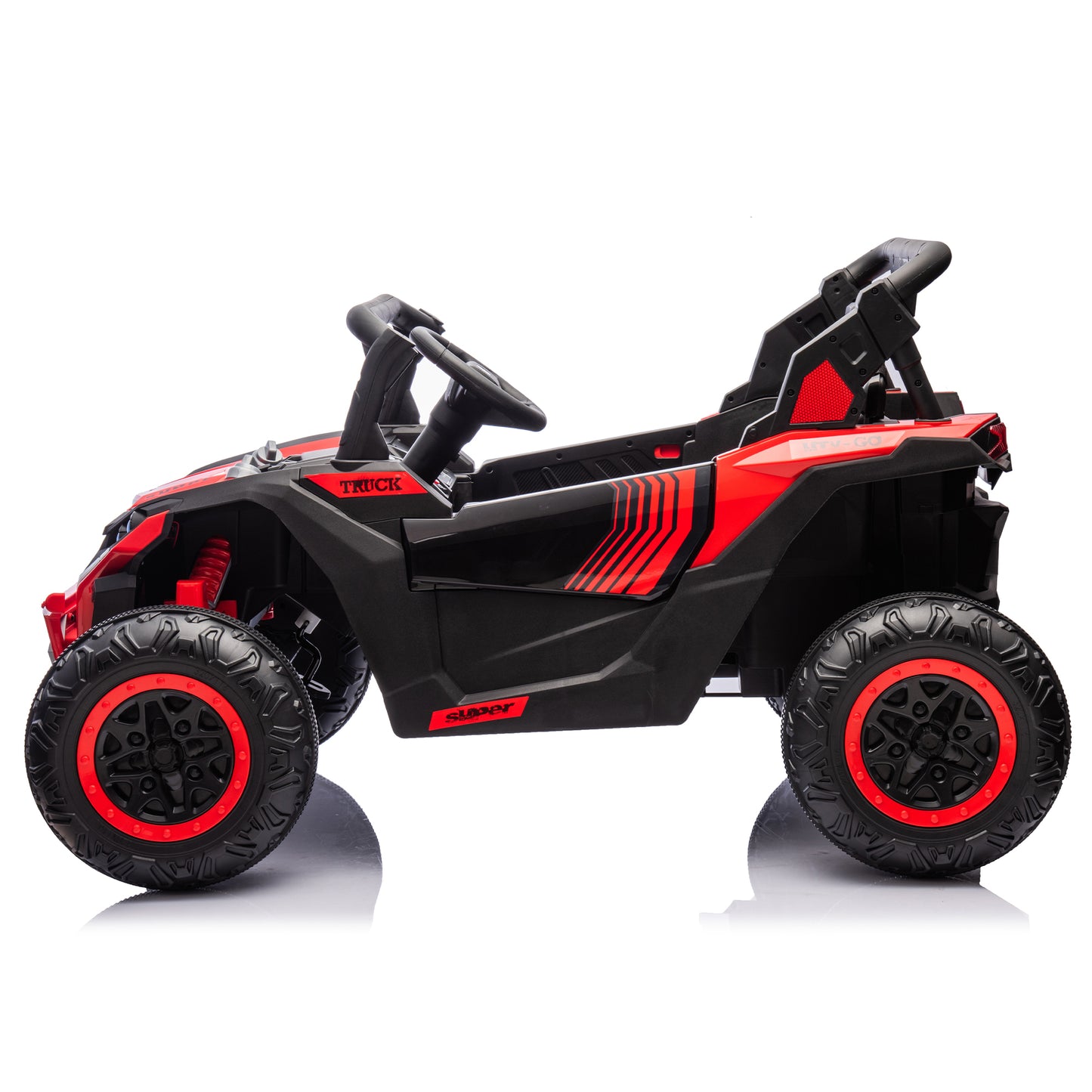 24V Two-Seater Kids Ride On UTV W/Parents Remote Control,Four-Wheel Suspension,Slow Start,Large wheel design,Anti-collision bar,Storage space,Music,USB,Bluetooth,Volume control,LED lights for Kids 3+.