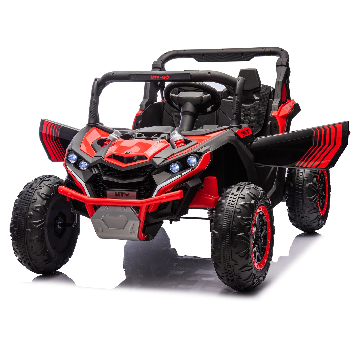 24V Two-Seater Kids Ride On UTV W/Parents Remote Control,Four-Wheel Suspension,Slow Start,Large wheel design,Anti-collision bar,Storage space,Music,USB,Bluetooth,Volume control,LED lights for Kids 3+.