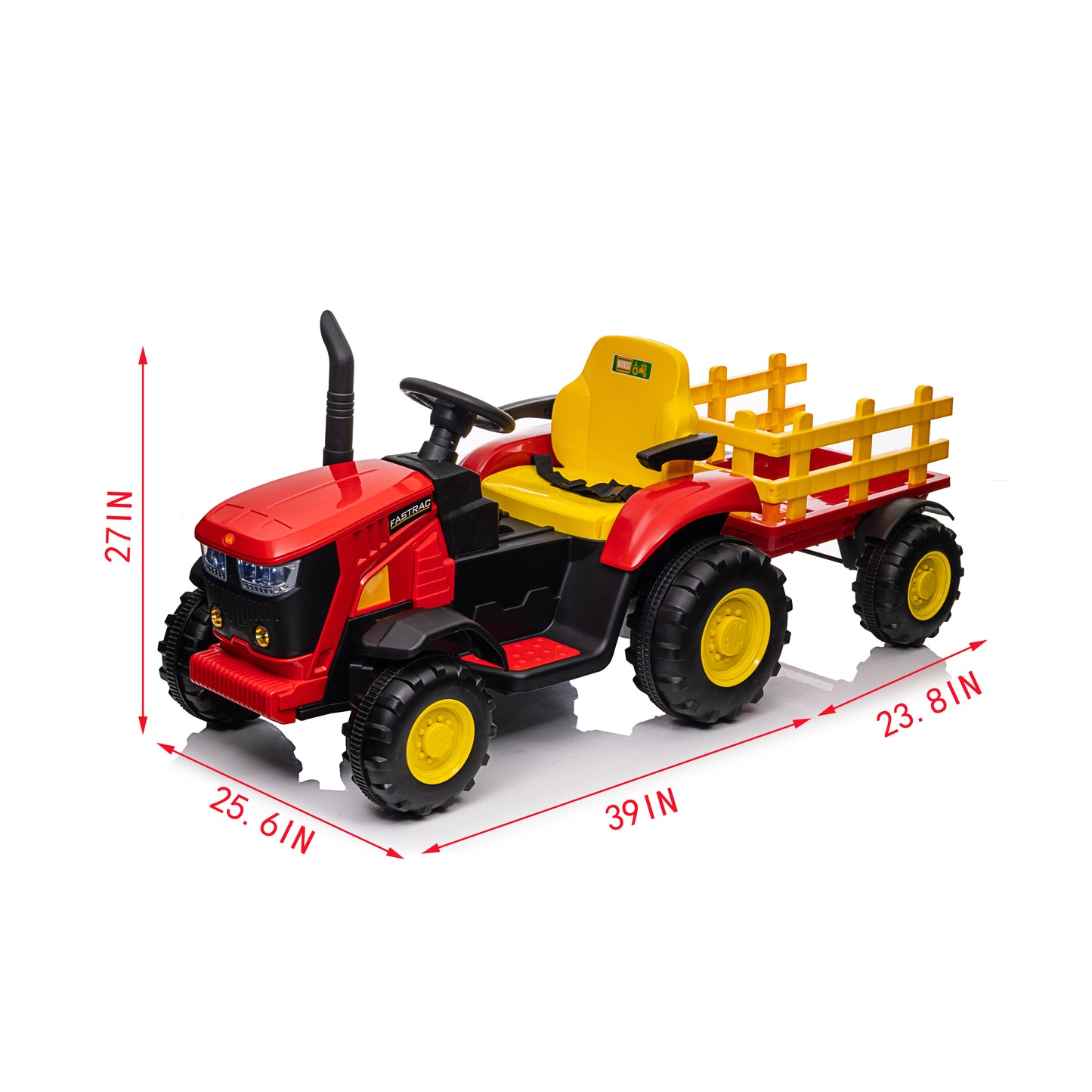 Ride on Tractor, 12 V Battery Powered Electric Vehicle Toy w/Remote Control,music, LED Lights, Removable trailer bucket, Safety Belt