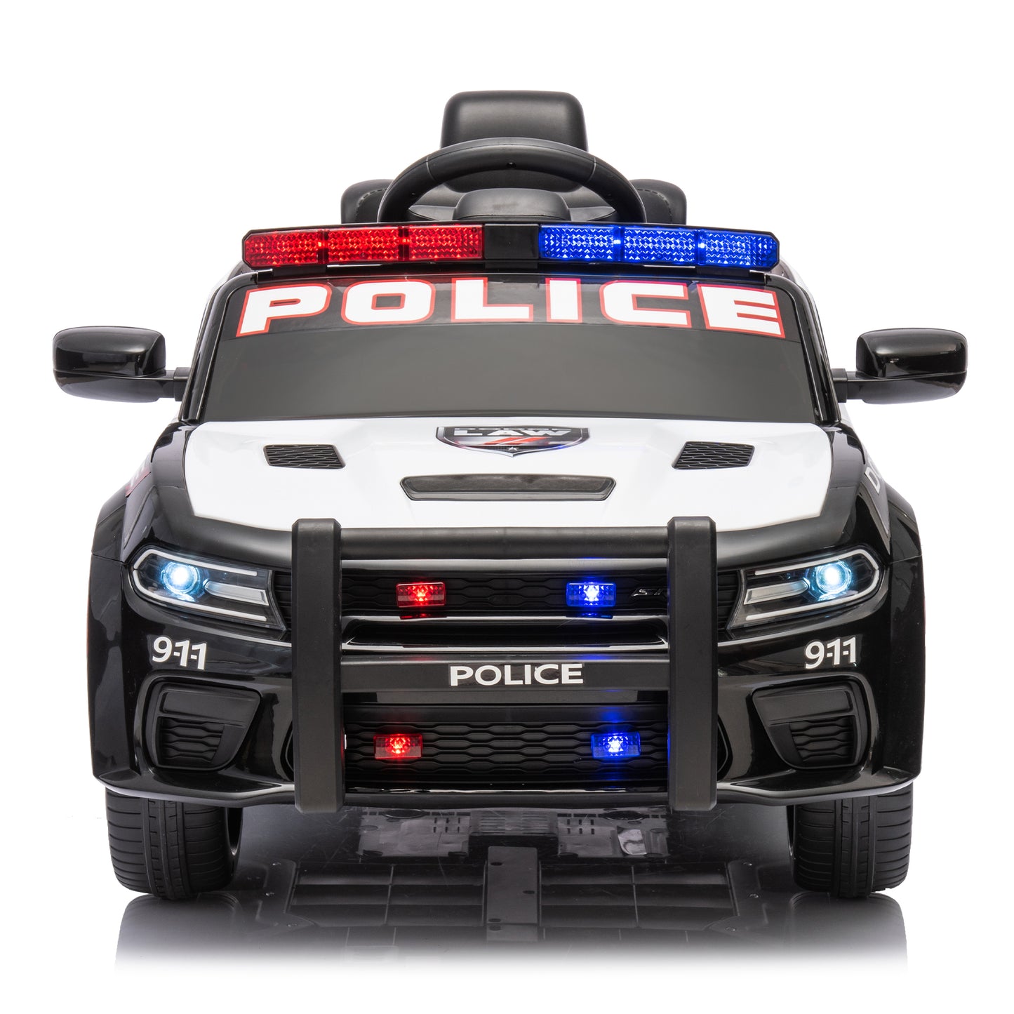 Licensed Dodge Charger,12v Kids ride on police car W/Parents Remote Control,anti-collision bar,Front& top alarm light design,Police car sticker,megaphone,three-speed,slow start,Four wheel suspension.