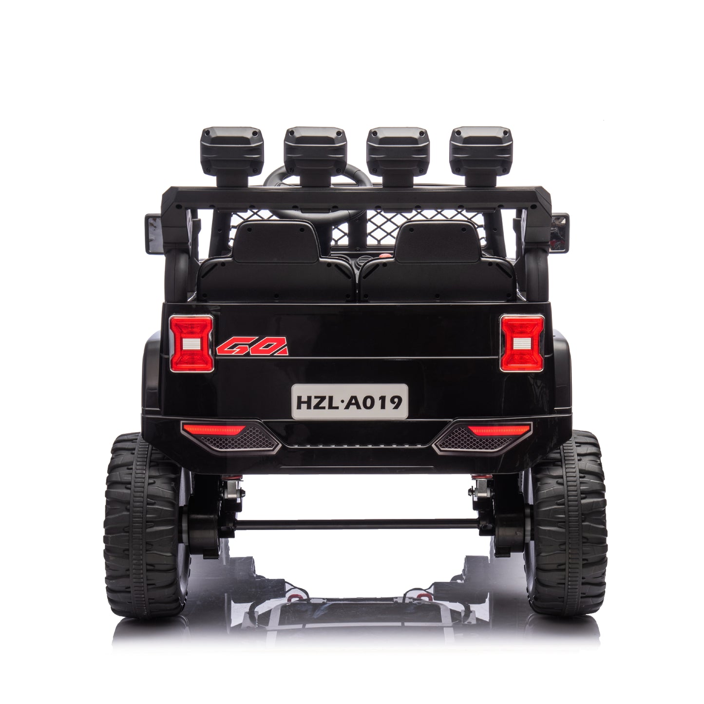 Black,24V 2 Seater Ride On Truck Car, 4WD motors, with 2.4G Remote Control,Metal Suspension,Soft Start,Music, LED Light,Outdoor/Off road/Electric Car,Toys Gifts