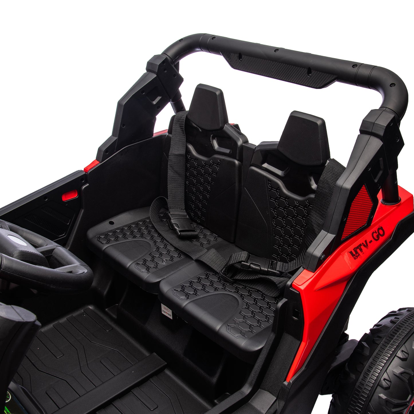 24V Two-Seater Kids Ride On UTV W/Parents Remote Control,Four-Wheel Suspension,Slow Start,Large wheel design,Anti-collision bar,Storage space,Music,USB,Bluetooth,Volume control,LED lights for Kids 3+.