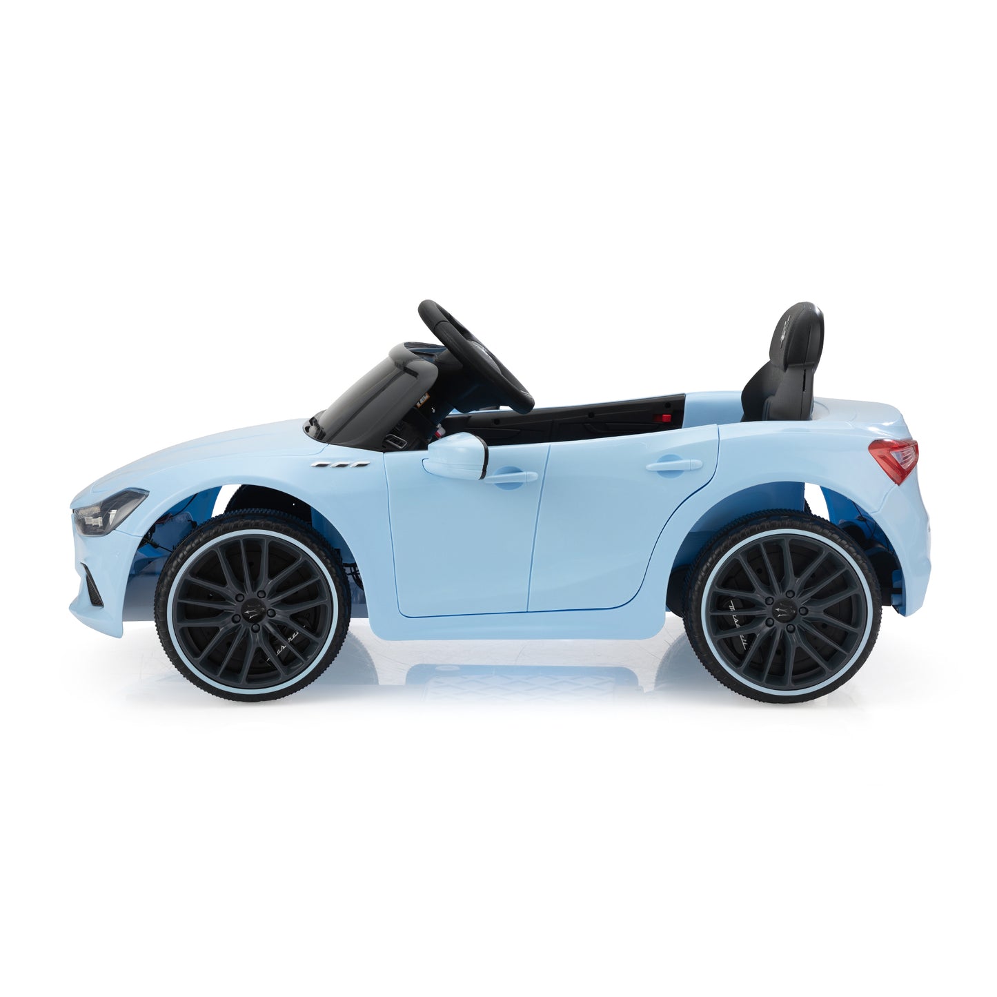 Maserati Ghibli Licensed 12V Kids Ride On Car, Battery Powered Electric Vehicle w/ 2.4G Remote Control, LED Lights, MP3 Music, USB, Horn, Children Age 3-6, Small, Light Blue and Black