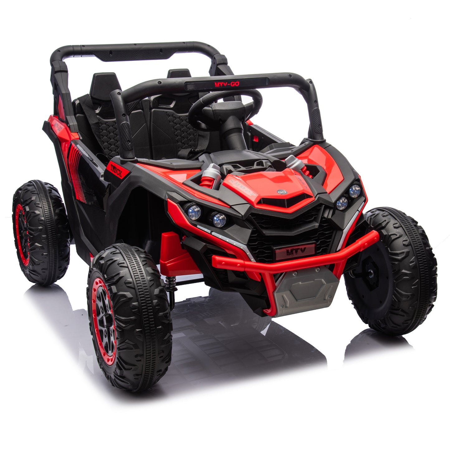 24V Two-Seater Kids Ride On UTV W/Parents Remote Control,Four-Wheel Suspension,Slow Start,Large wheel design,Anti-collision bar,Storage space,Music,USB,Bluetooth,Volume control,LED lights for Kids 3+.