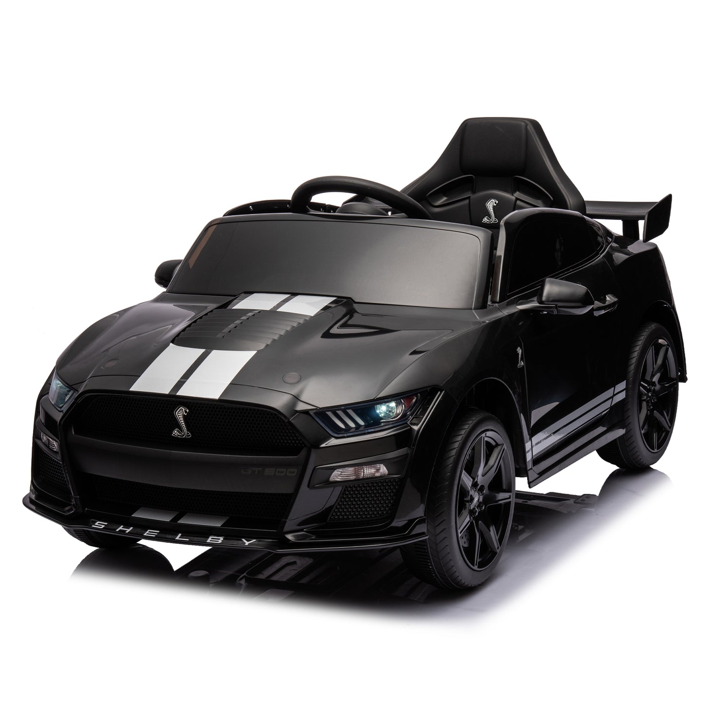 12V Ford Mustang Shelby GT500 ride on car with Remote Control 3 Speeds, Electric Vehicle Toy for Kid,LED Lights, Radio, AUX/USB MP3 Music,safe belt,Age3+