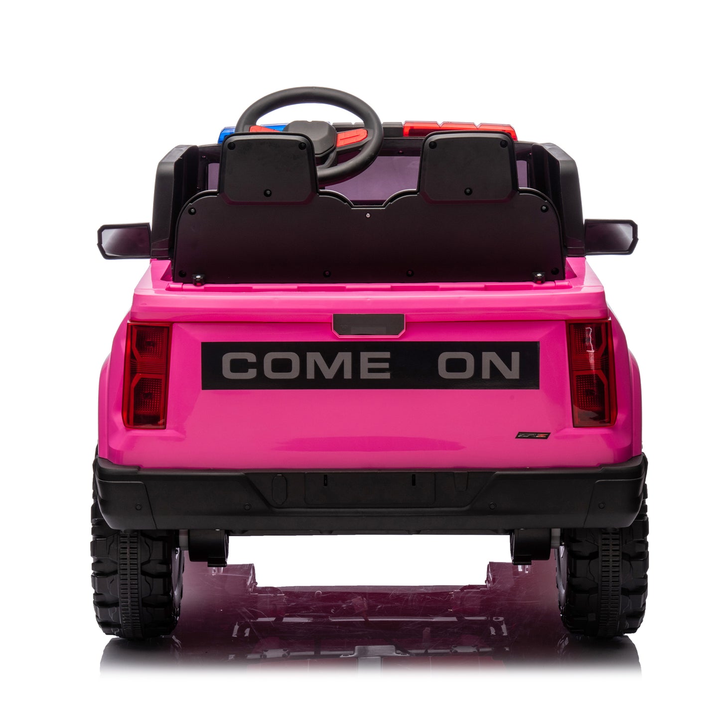 24V Two-seater Kids Ride On Electric Pickup,kids ride on toy W/parents remote control,4WD 800W motors,Two Safety Belts,High Gate Safety Design,Top warning light, Speed 2.49-3.73MPH for kids aged 3+.