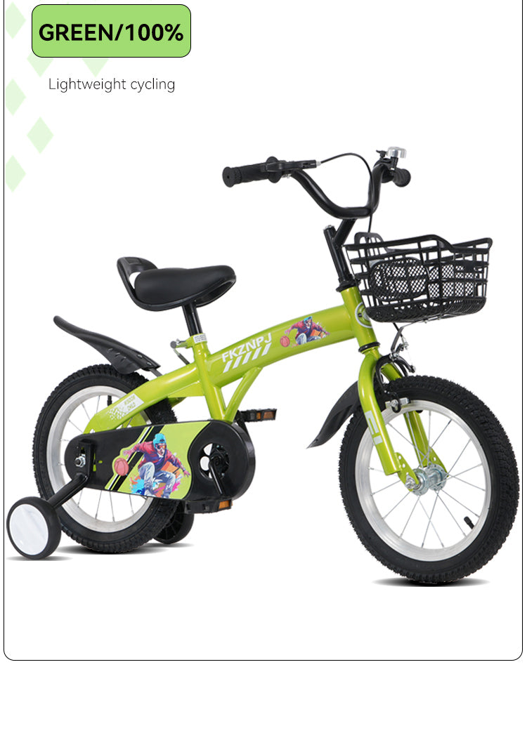 FKZNPJ 16 inch sporty kids bike with training wheels and stand Adjustable saddle Suitable for boys and girls aged 4-8 years tall Height 41-53 inches Available in a variety of colors