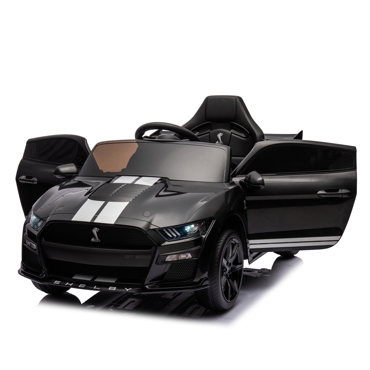 12V Ford Mustang Shelby GT500 ride on car with Remote Control 3 Speeds, Electric Vehicle Toy for Kid,LED Lights, Radio, AUX/USB MP3 Music,safe belt,Age3+