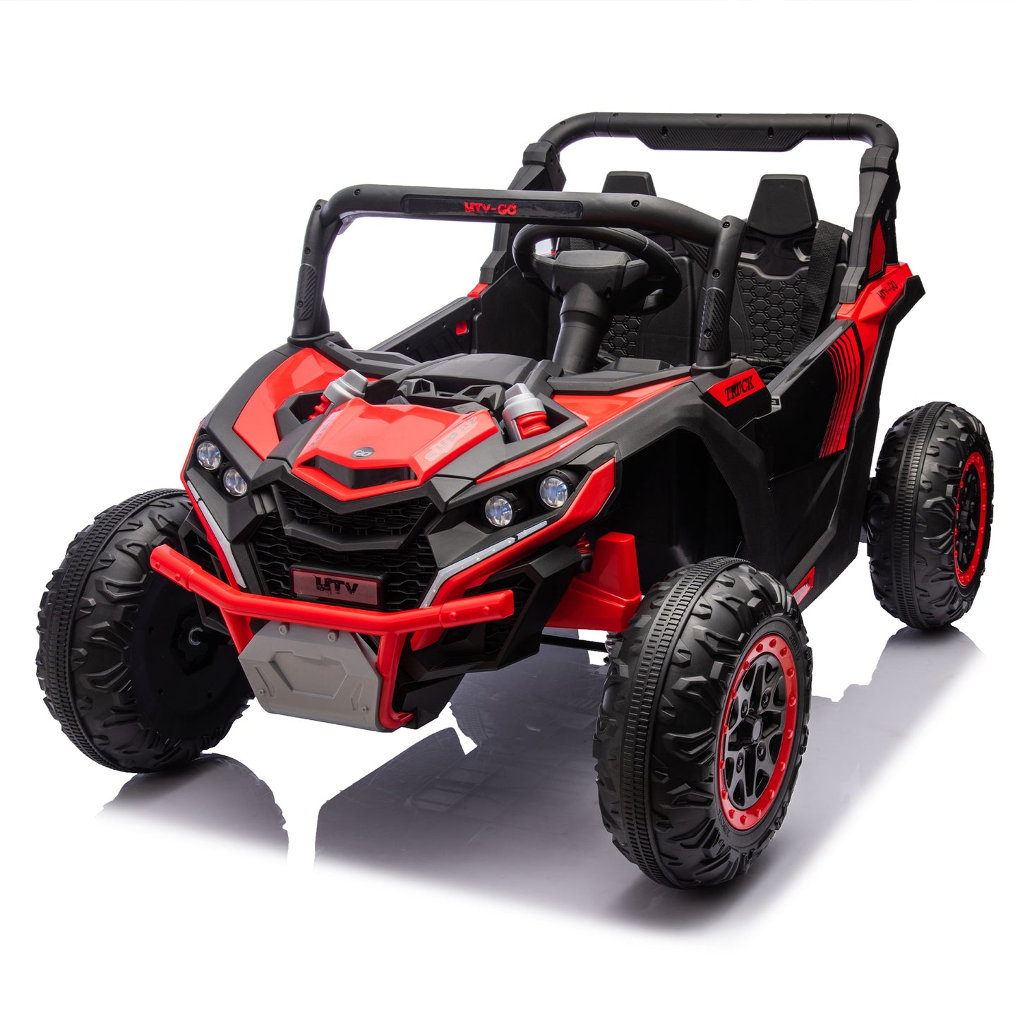 24V Two-Seater Kids Ride On UTV W/Parents Remote Control,Four-Wheel Suspension,Slow Start,Large wheel design,Anti-collision bar,Storage space,Music,USB,Bluetooth,Volume control,LED lights for Kids 3+.