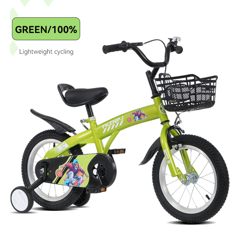 FKZNPJ 16 inch sporty kids bike with training wheels and stand Adjustable saddle Suitable for boys and girls aged 4-8 years tall Height 41-53 inches Available in a variety of colors