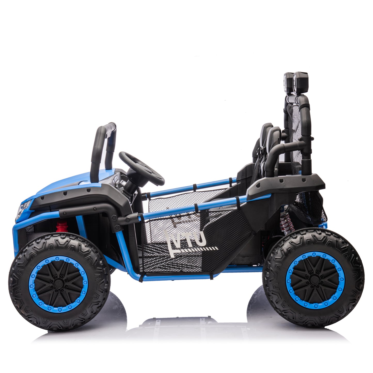 24V Two-seater Kids Ride On UTV W/Parents Control,400W Super Power,Four-wheel suspension,LED Light with Rear searchlight,Bluetooth,MP3,Music,Rear storage space,Speeds 3.73-4.97MPH for Kids aged 3+.