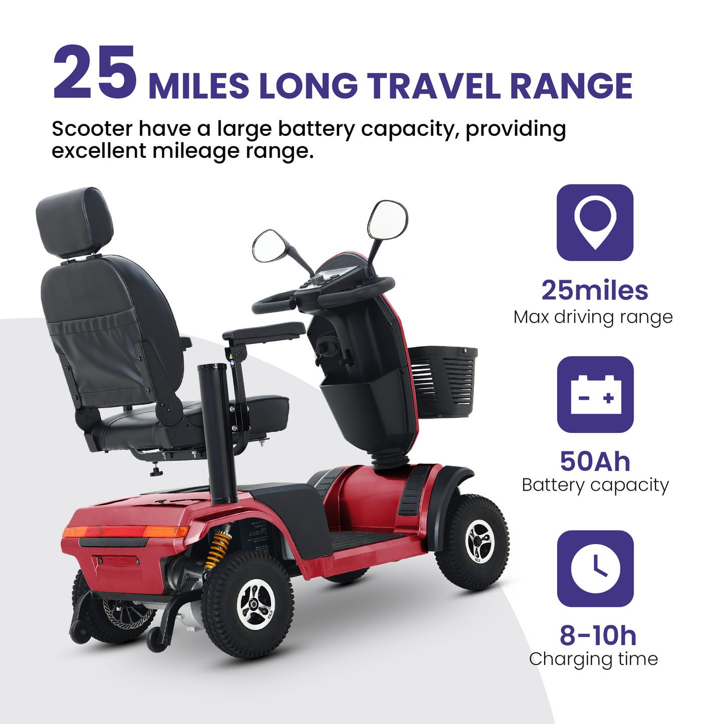 S500-RED Heavy Duty Mobility Scooter