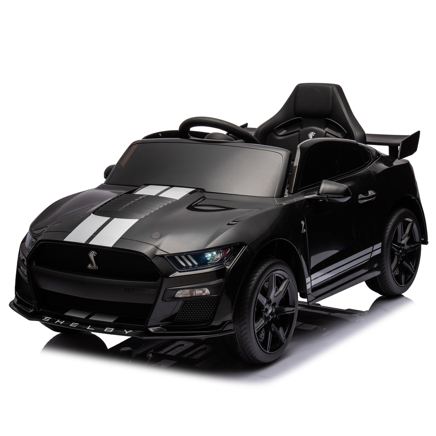 12V Ford Mustang Shelby GT500 ride on car with Remote Control 3 Speeds, Electric Vehicle Toy for Kid,LED Lights, Radio, AUX/USB MP3 Music,safe belt,Age3+