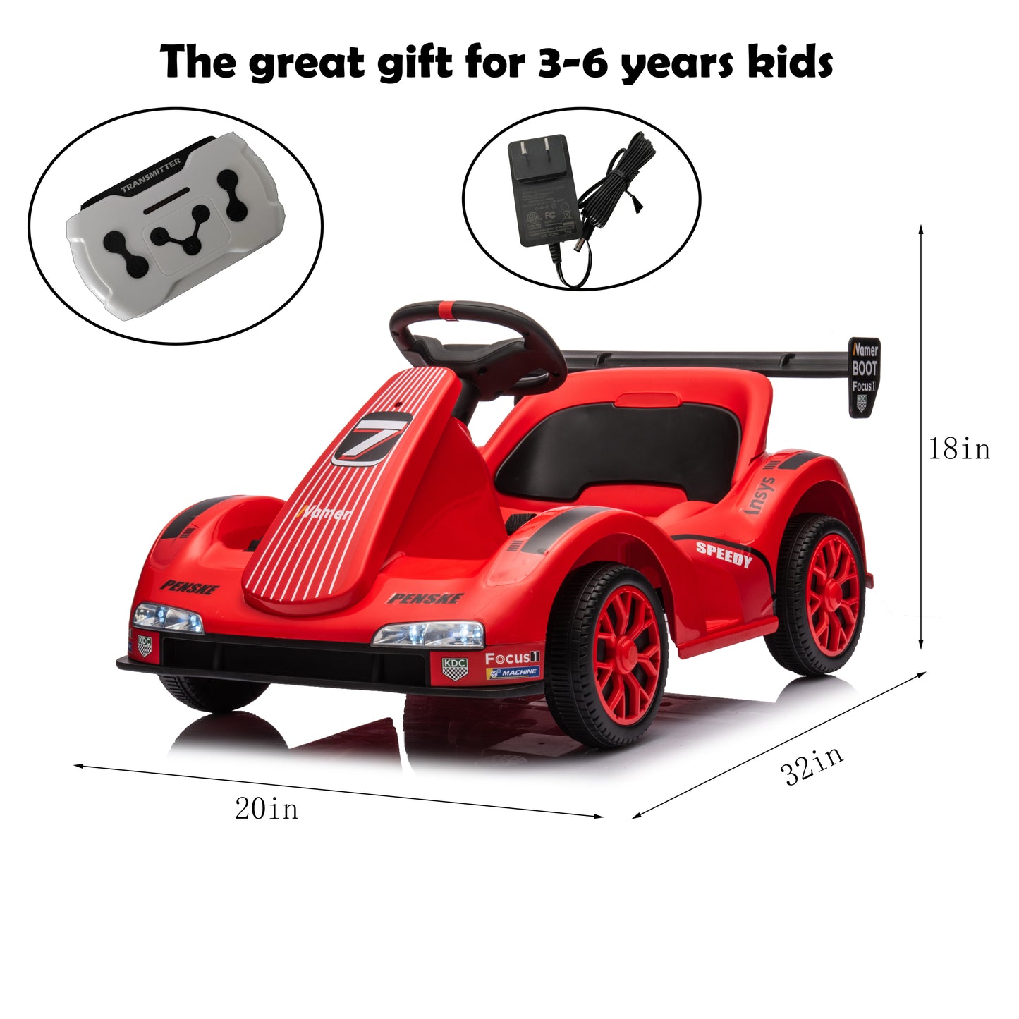 Kids Electric Go Kart, 12V Battery Powered  Ride On  Car w/Remote Control, Safety Belt, Slow Start, Music, 4 Wheeler Electric Vehicle for Kids, Gift for Boys Girls