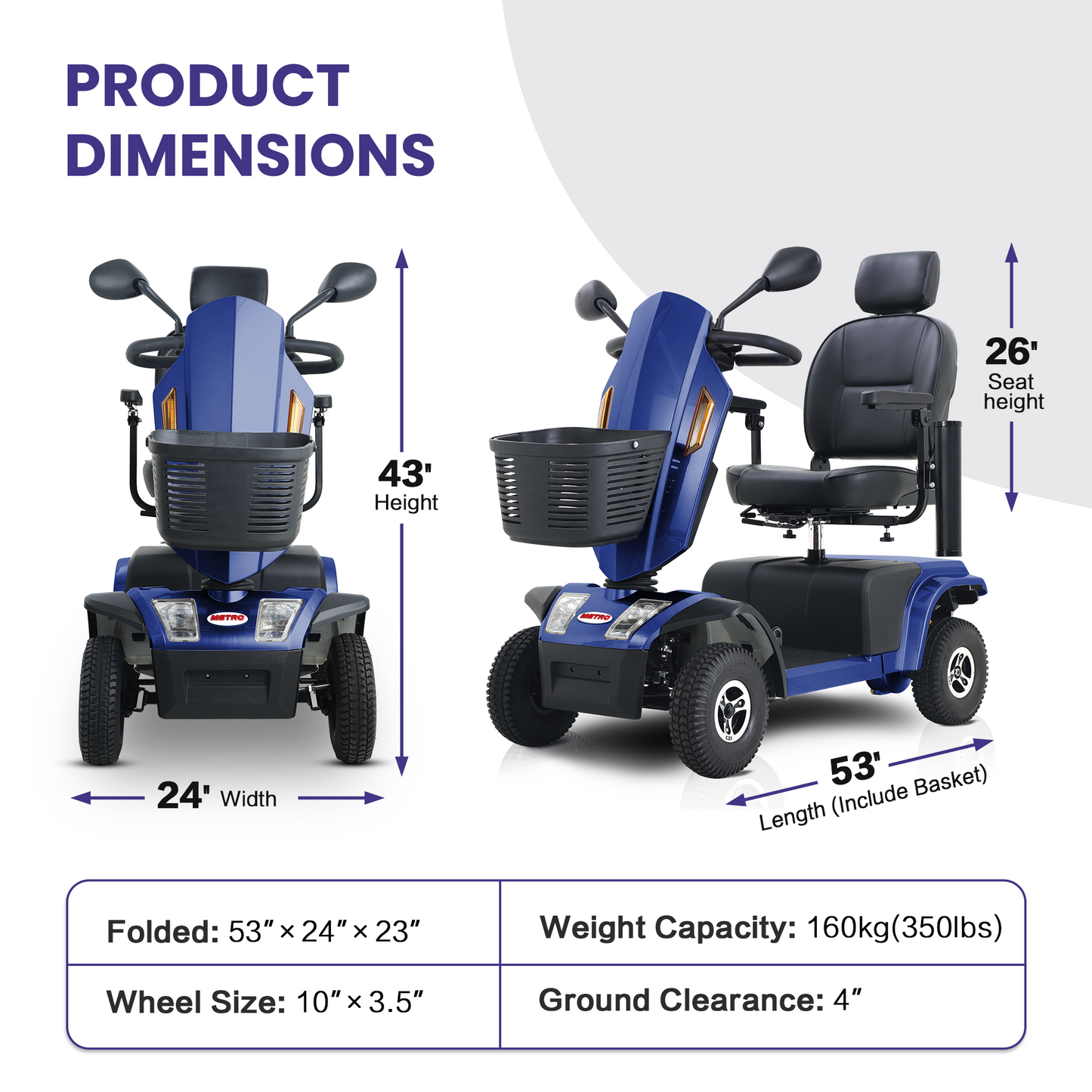 S500-BLUE Heavy Duty Mobility Scooter