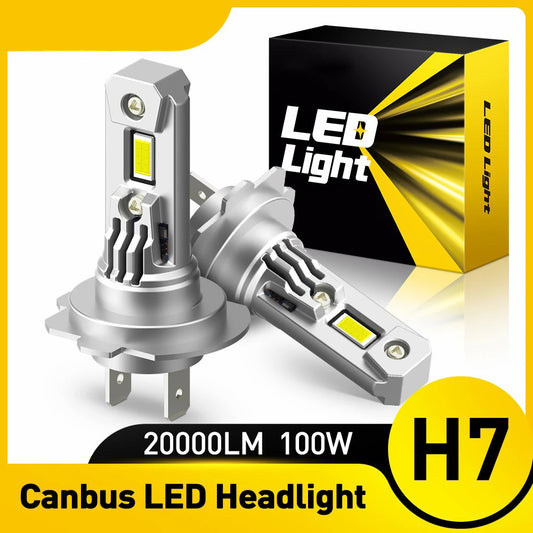 2Pcs Turbo H7 LED Canbus No Error Headlight Bulbs with Fan 100W High Power H7 LED Car Head Light Lamp CSP Chip 20000LM