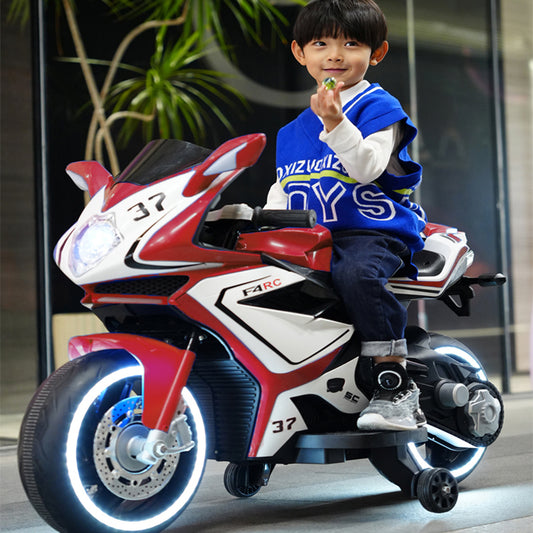 Electric motorcycle/ 12 V Kids toys motorcycle/Kids electric car/electric ride on toys  for  3 4 5 6 years Boys Girls with Training  Wheels/Lighting  wheels