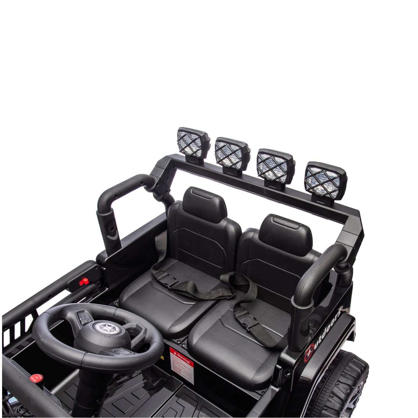 Black,24V 2 Seater Ride On Truck Car, 4WD motors, with 2.4G Remote Control,Metal Suspension,Soft Start,Music, LED Light,Outdoor/Off road/Electric Car,Toys Gifts