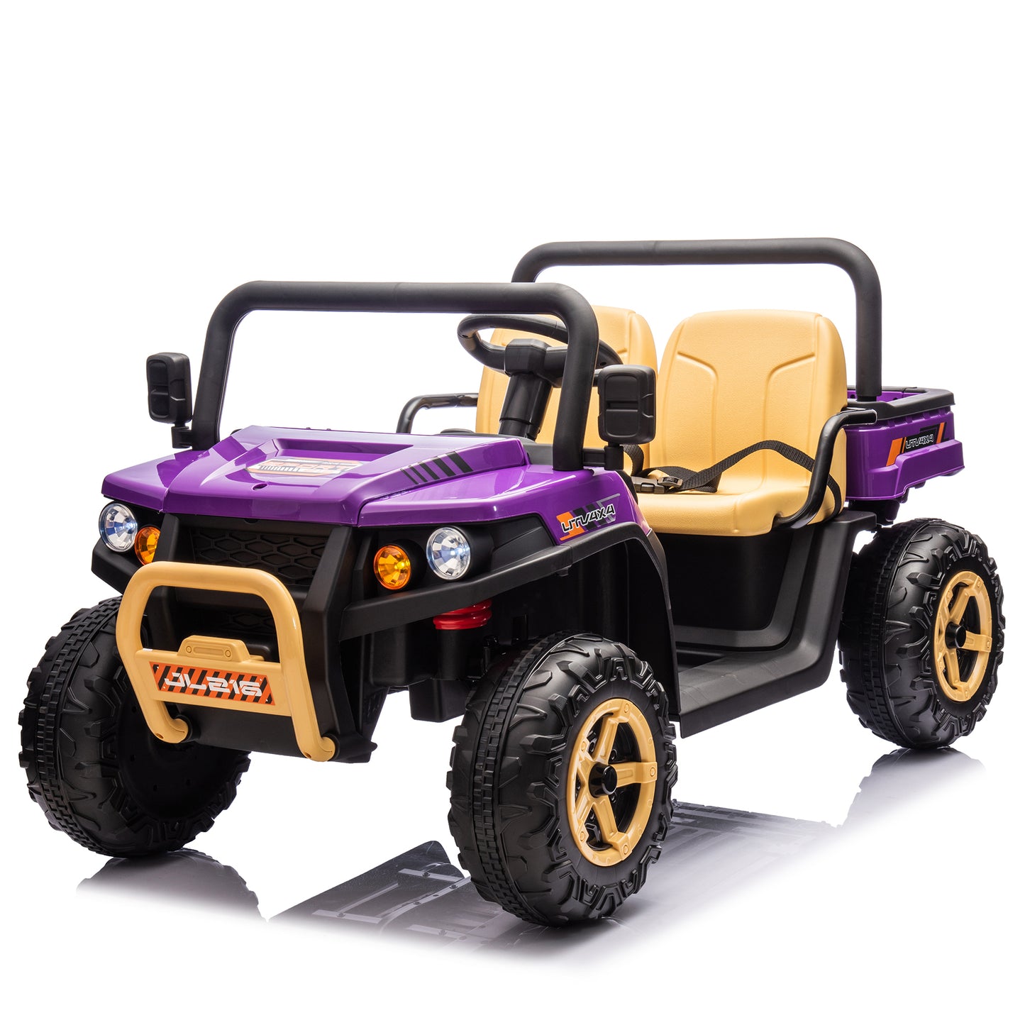 24V XXXL Kids Ride On UTV W/Parents Remote Control,Two-seater,Automatic tipping bucket,Rear wheel suspension,Slow start,Portable handle,Safety Belt,LED light,USB,MP3,Bluetooth,Horn for Kids Aged 3-8.