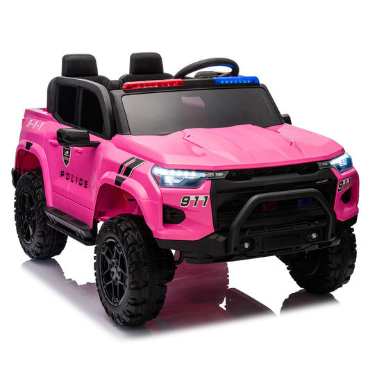 24V Two-seater Kids Ride On Electric Pickup,kids ride on toy W/parents remote control,4WD 800W motors,Two Safety Belts,High Gate Safety Design,Top warning light, Speed 2.49-3.73MPH for kids aged 3+.