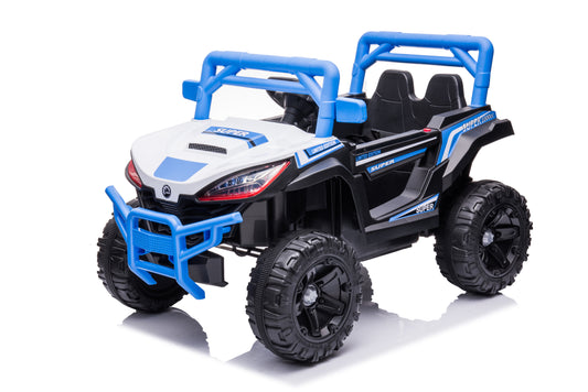 12V7A*1 30W*4 one button start, forward and backward, high and low speed, music, front light, power display,  two doors can open, 2.4G R/C, seat belt four wheel absorber KIDS RIDE ON CAR