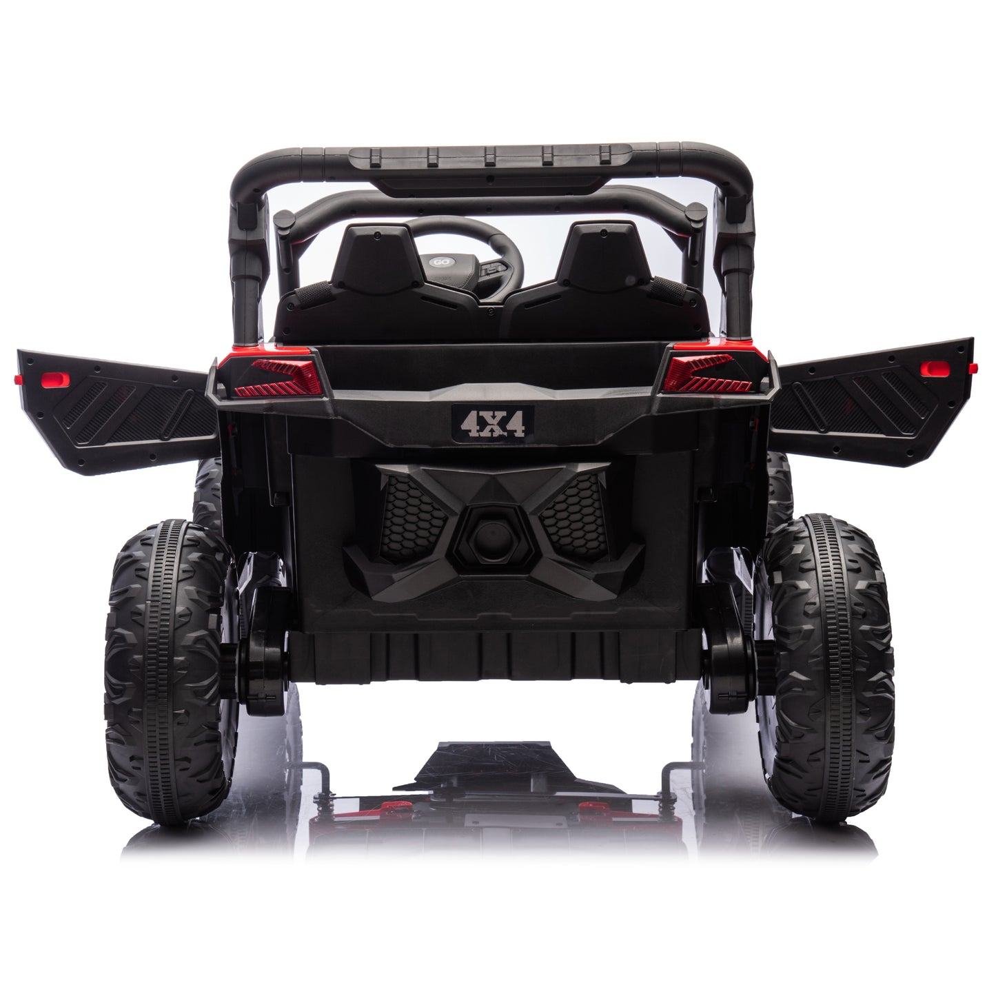 24V Two-Seater Kids Ride On UTV W/Parents Remote Control,Four-Wheel Suspension,Slow Start,Large wheel design,Anti-collision bar,Storage space,Music,USB,Bluetooth,Volume control,LED lights for Kids 3+.