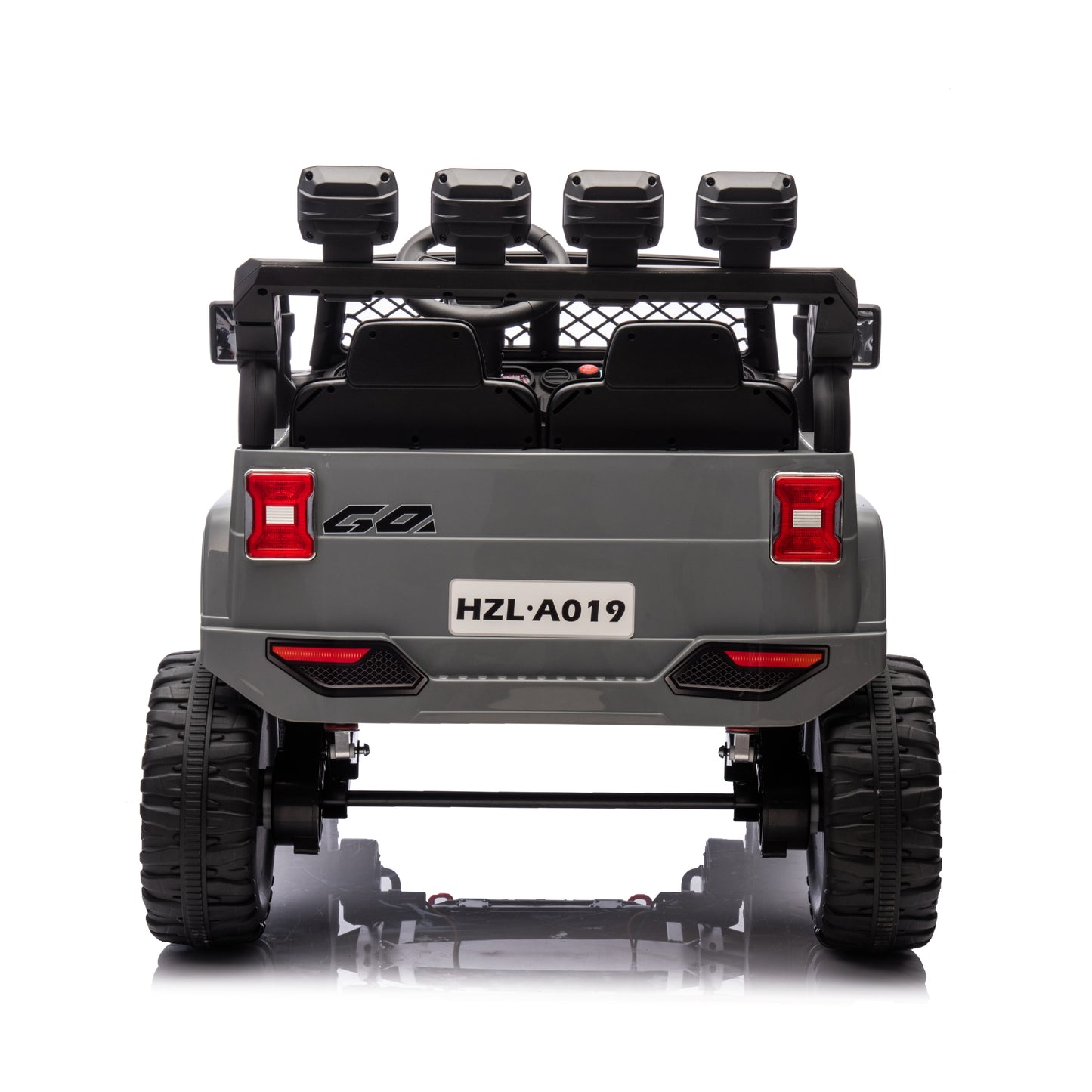 Gray,24V 2 Seater Ride On Truck Car, 4WD motors, with 2.4G Remote Control,Metal Suspension,Soft Start,Music, LED Light,Outdoor/Off road/Electric Car,Toys Gifts