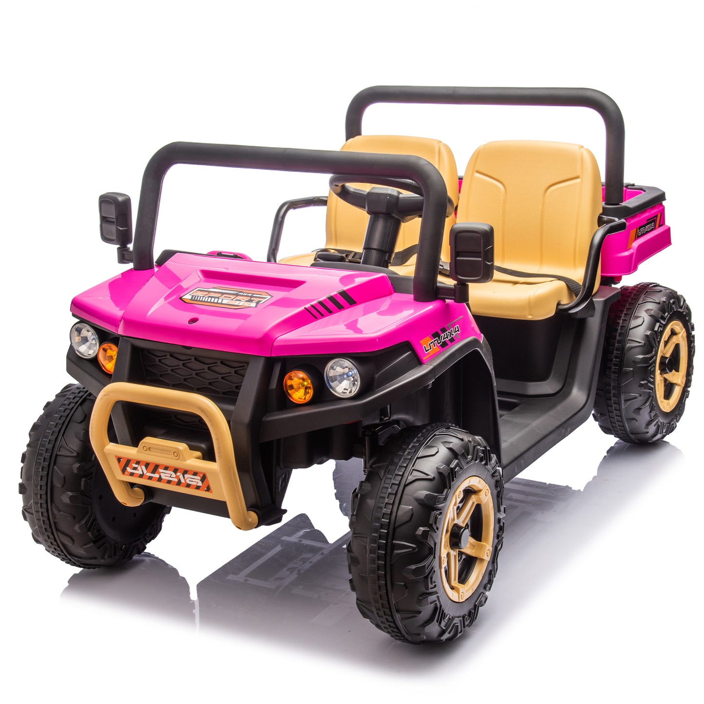 24V XXXL Kids Ride On UTV W/Parents Remote Control,Two-seater,Automatic tipping bucket,Rear wheel suspension,Slow start,Portable handle,Safety Belt,LED light,USB,MP3,Bluetooth,Horn for Kids Aged 3-8.