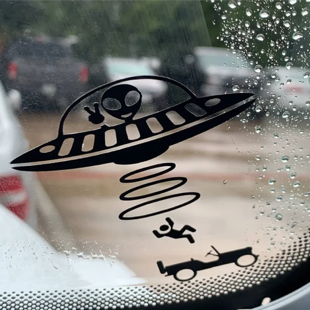 Jeep Car Stickers Decorative Paper Wind Glass Alien Abduction /UFO Ji Fun Creative Reflective Cartoon Waterproof Vinyl Decals