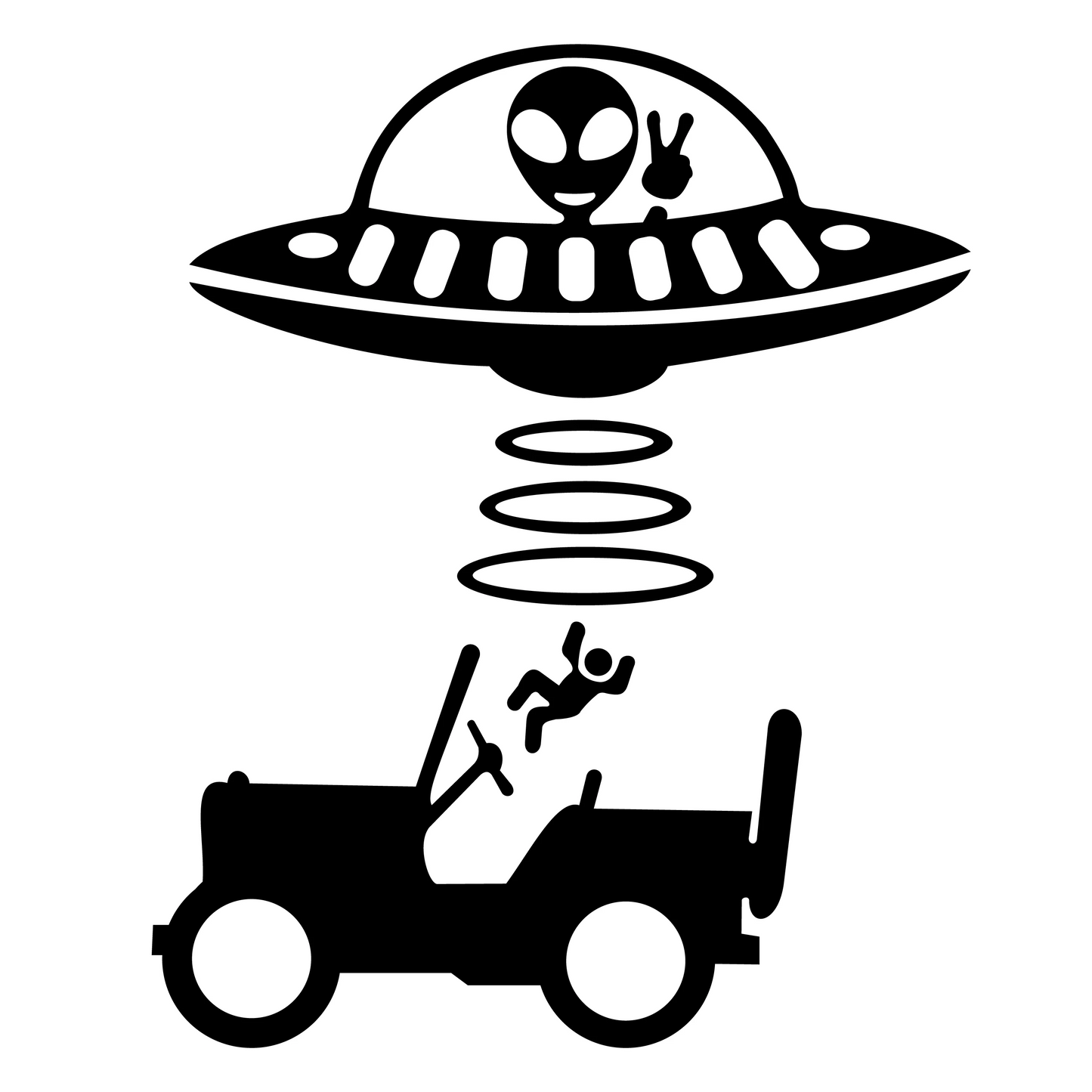 Jeep Car Stickers Decorative Paper Wind Glass Alien Abduction /UFO Ji Fun Creative Reflective Cartoon Waterproof Vinyl Decals