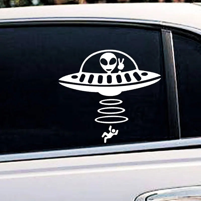 Jeep Car Stickers Decorative Paper Wind Glass Alien Abduction /UFO Ji Fun Creative Reflective Cartoon Waterproof Vinyl Decals