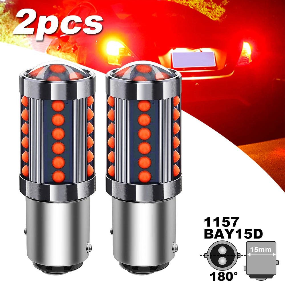 2x 1157 BAY15D 36 COB LED Red Tail Lamp Car Signal Brake Light Parking Bulb NEW