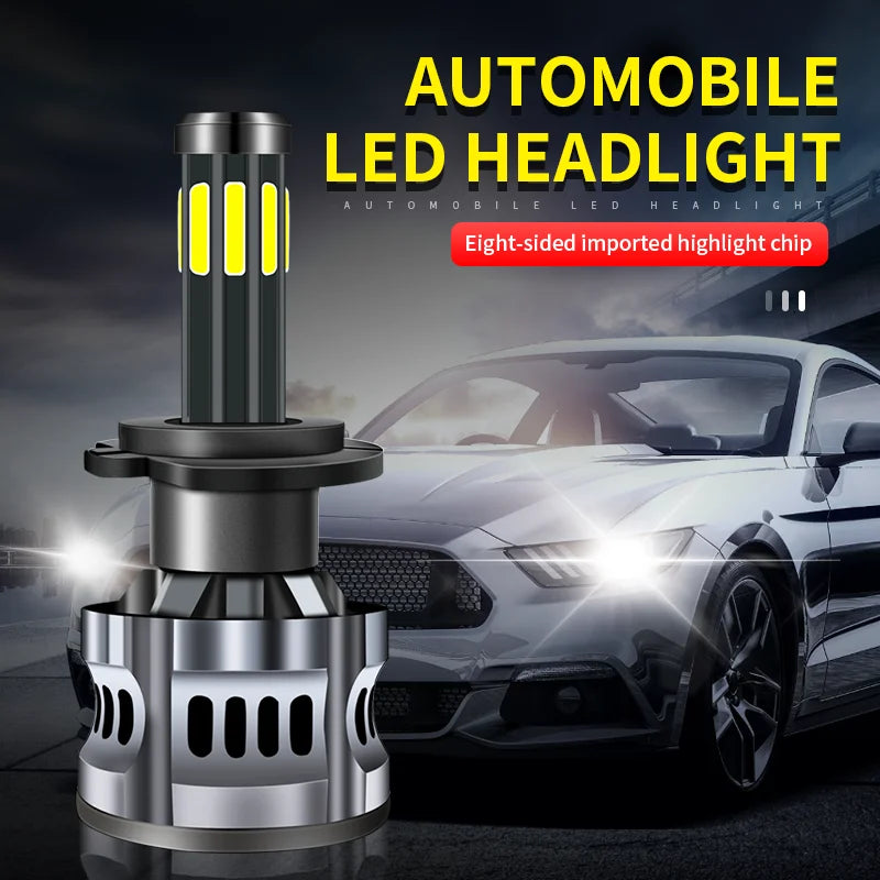 Car Headlight 8 Side LED Bulbs COB Chip 20000LM H1 H3 H4 LED Lamp H7 H11 9005 HB3 HB4 9006 6000k Auto Fog Lights