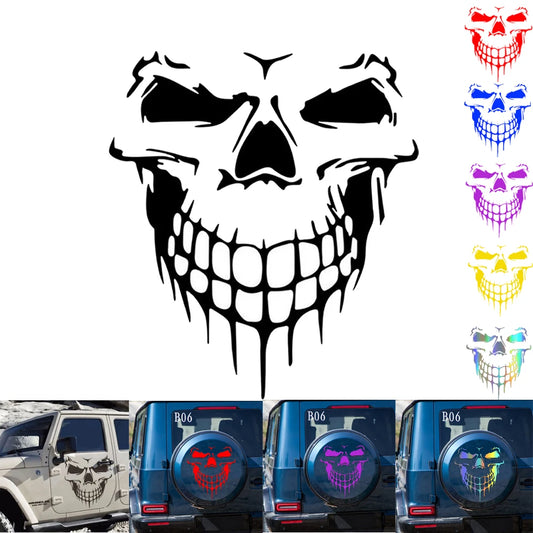 1Pcs Large Size 59X53CM Skull Head Car Stickers and Decals Reflective Vinyl Car Styling Auto Engine Hood Door Window Car