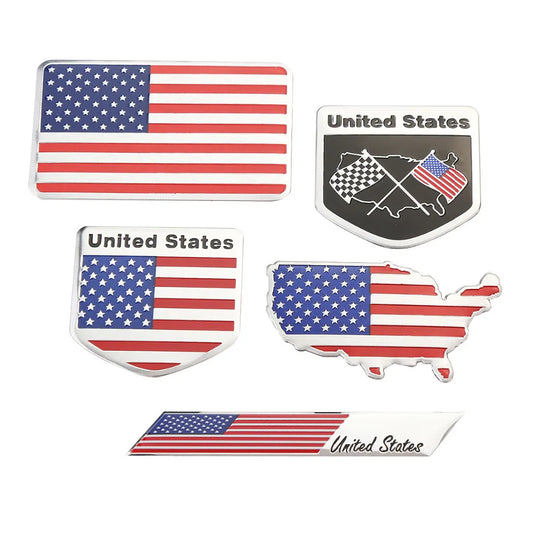 Metal 3D USA U.S.A America Flag Badge Emblem Deutsch Car Sticker Decal Grille Bumper Window Body Decoration