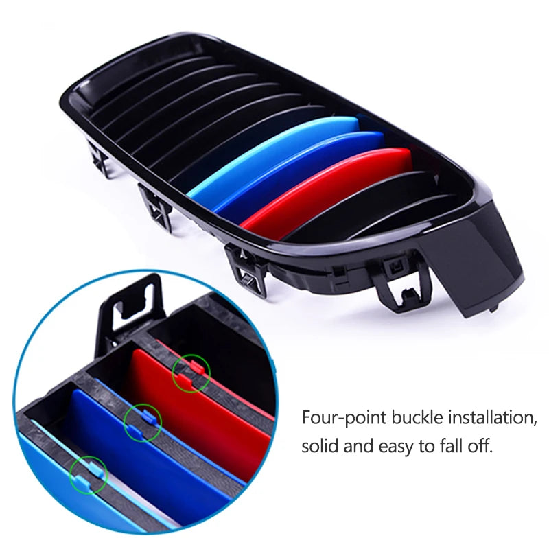 Atreus 3pcs 3D Car Front Grille Trim Strips Cover Motorsport Stickers For BMW F30 F10 3 5 Series M Power Performance Accessories