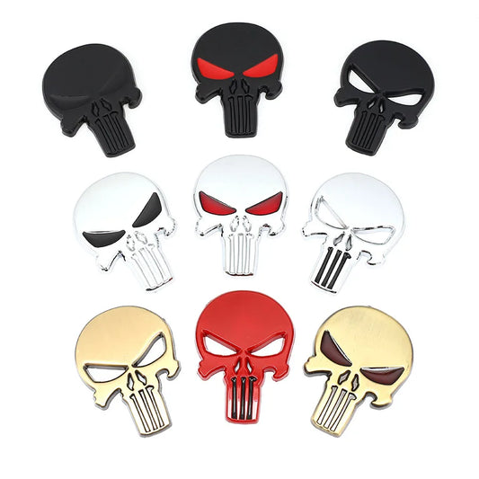 3D Metal Skull Head Car Stickers Emblem Badge Decals for BMW Audi Ford Chevrolet Honda Hyundai Kia Focus VW Nissan Jeep Styling