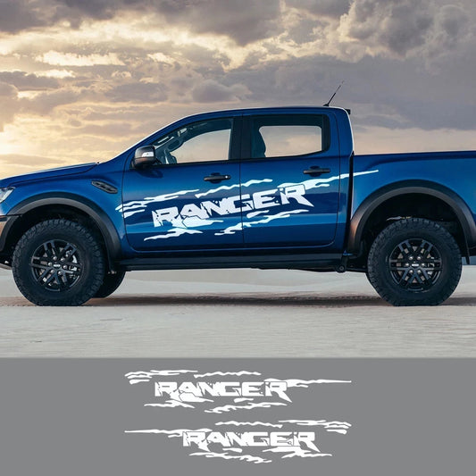 Large Size 2PCS For Ford Ranger Raptor Pickup Off Road Decals Car Styling Door Side Stickers Graphics Body Decor Car Accessories