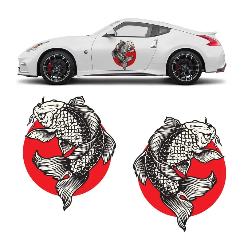 Koi Sunset Car Decal Livery, 2 Piece Set, Limited Edition, Exclusively Designed In-house and Printed on Premium Vinyl