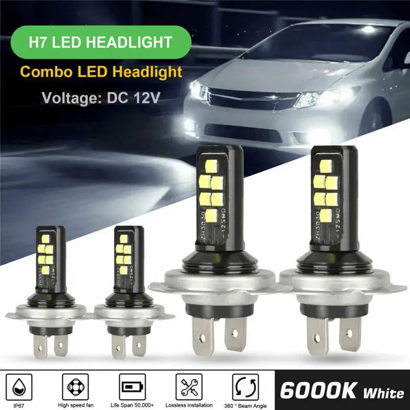 Universal Led Car Light Headlamp Led Lights Superbright Durable 0w 52000lm 6000k Led Headlight Car Accessories Headlight H7 H4