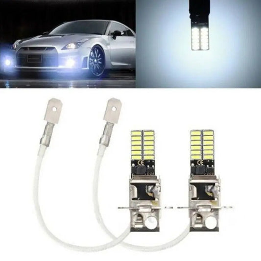 2pcs H3 2835 24 SMD LED Car Truck Auto Xenon White  Lamp Fog Light DRL Bulb 6500K Daytime Running Lights 12V-24V Led Bulb Yellow