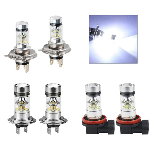 2pcs LED H4 Headlight Bulb H7 H11 Car High Low Beam Super Bright Fog Lights LED Driving Lights 100W 6500K 2000LM Vehicle Parts